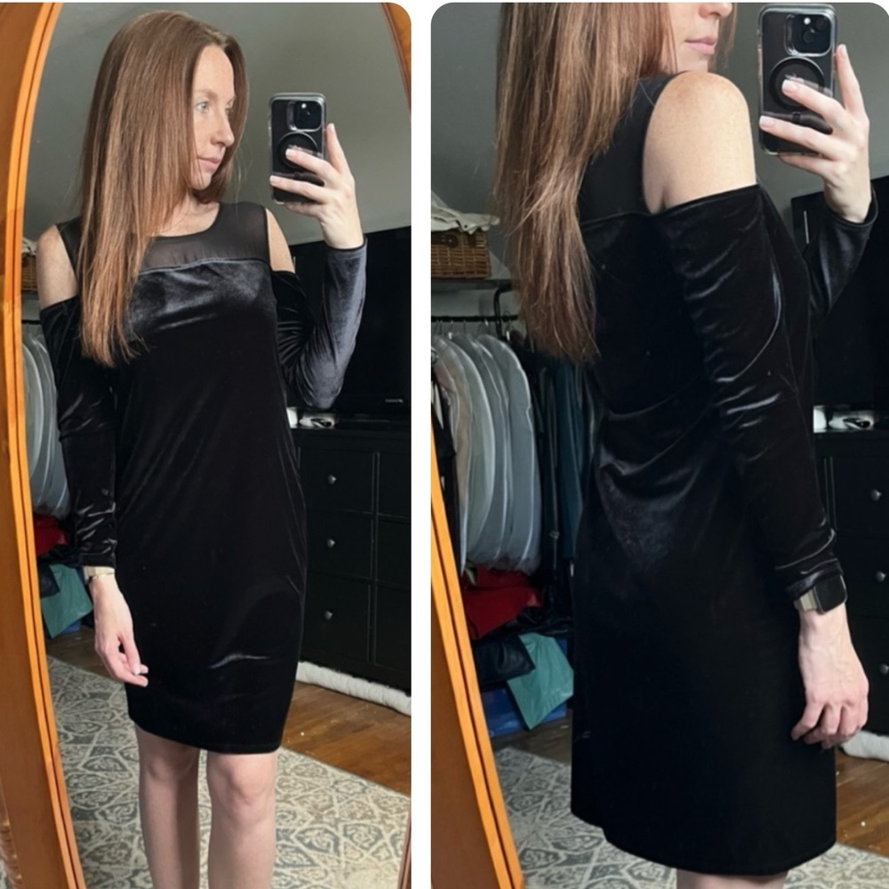 Vince Camuto Cold Shoulder Velvet Cocktail Dress